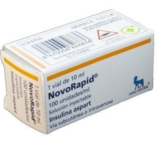 INSULINA NOVORAPID VIAL 100 U/ML 10 ML, DIABETES TIPO 1 Y 2.