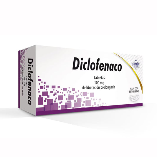 DICLOFENACO 100 MG CON 20 TABLETAS LIBERACION PROLONGADA